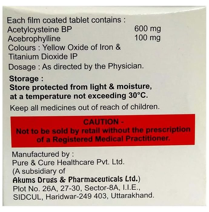 Aphyren-N Tablet Acebrophylline 100mg + Acetylcysteine 600mg