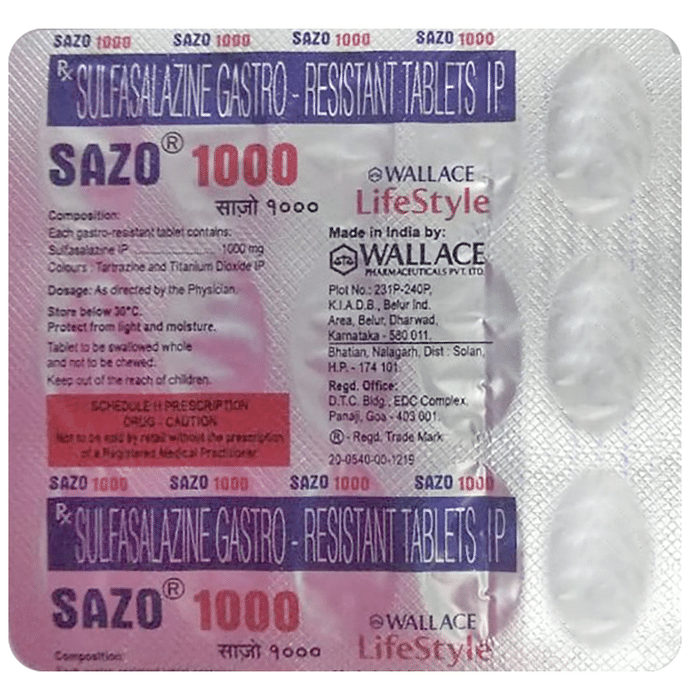 Sazo 1000mg Tablet Sulfasalazine 1000mg