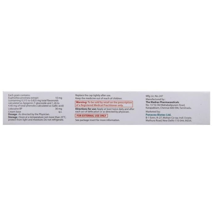 Sitcom LD Rectal Cream Euphorbia Prostrata Extract 10mg + Lidocaine 30mg