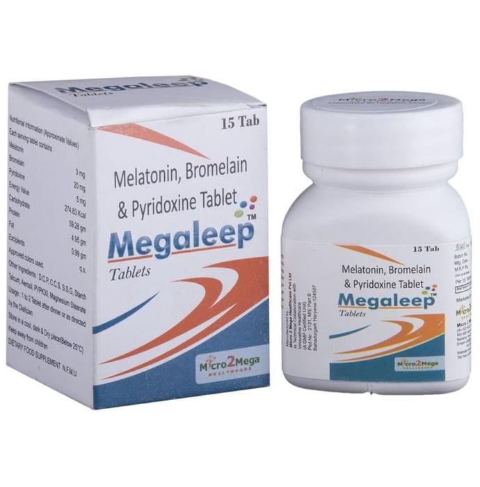 Megaleep Tablet Melatonin 3mg + Bromelain 20mg + Vitamin B6 Pyridoxine 5mg