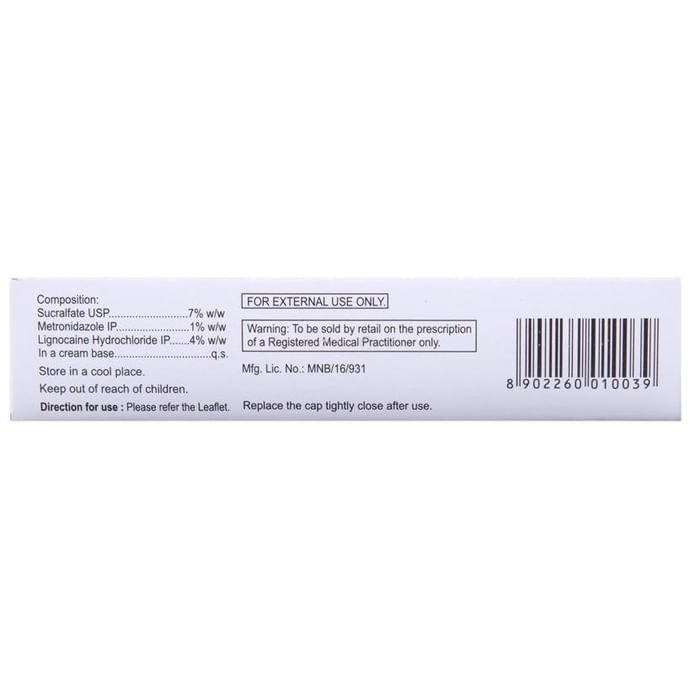 Ano Metrogyl Cream Lidocaine 4% w/w + Metronidazole 1% w/w + Sucralfate 7% w/w