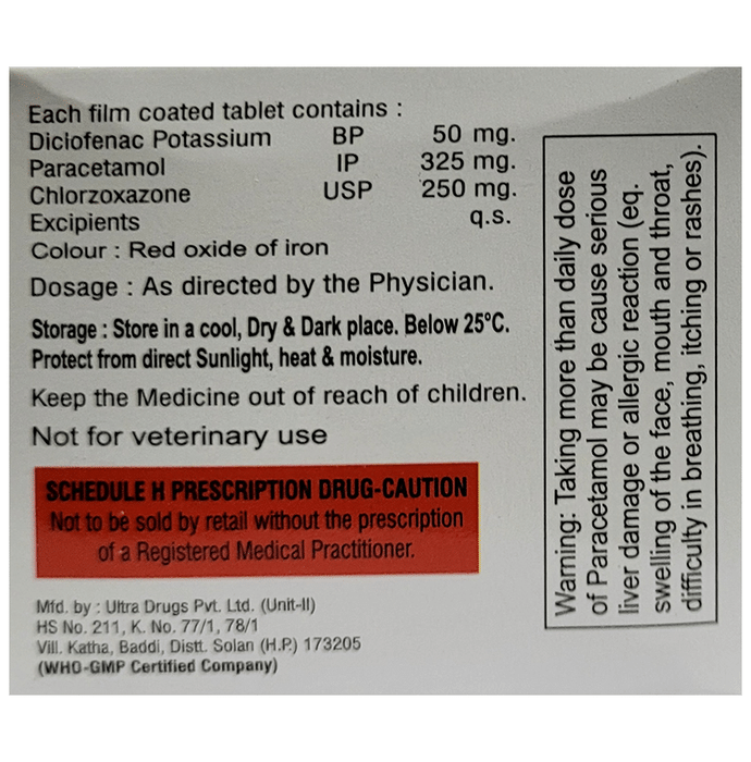 Diclead-MR Tablet Chlorzoxazone 250mg + Diclofenac 50mg + Paracetamol 325mg