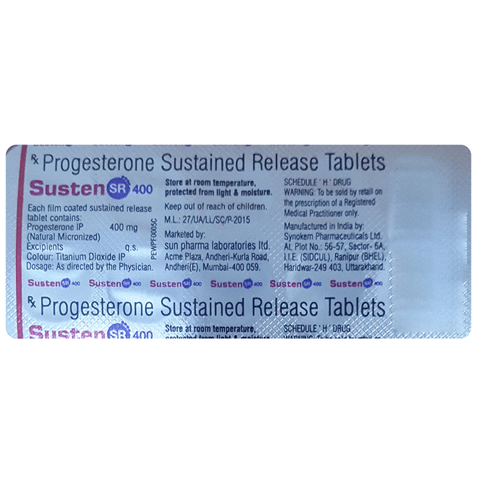 Susten SR 400 Tablet Progesterone Natural Micronized 400mg