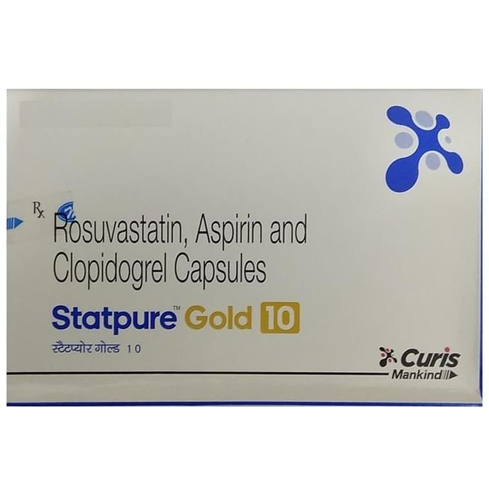 Statpure Gold 10 Capsule Aspirin 75mg + Rosuvastatin 10mg + Clopidogrel 75mg