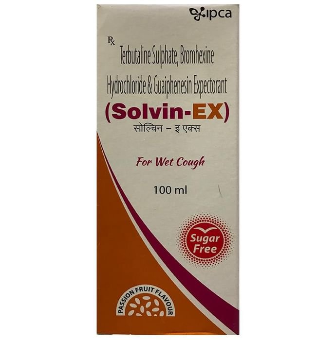 Solvin-EX Expectorant Passion Fruit Sugar Free Terbutaline 1.25mg/5ml + Bromhexine 4mg/5ml + Guaifen