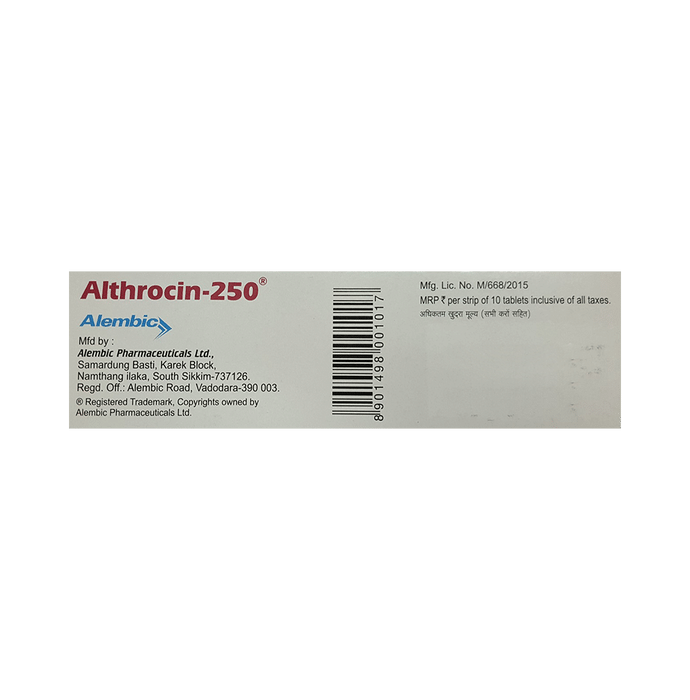 Althrocin 250 Tablet Erythromycin 250mg