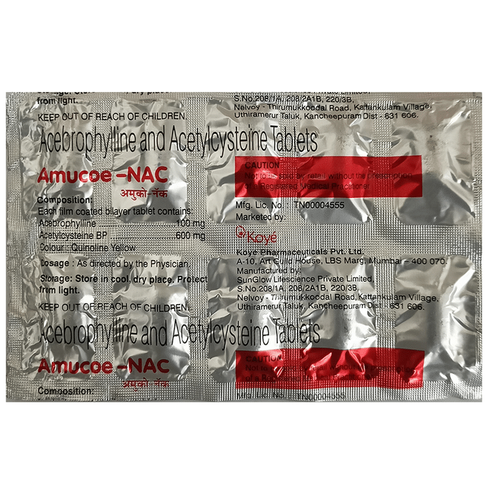 Amucoe Nac Tablet Acebrophylline 100mg + Acetylcysteine 600mg