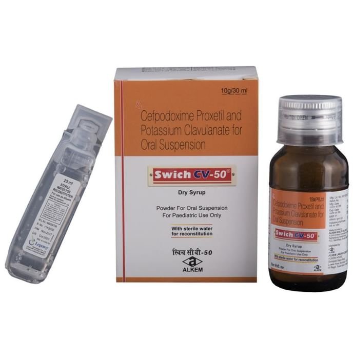 Swich CV 50 Dry Syrup Cefpodoxime Proxetil 50mg + Clavulanic Acid 31.25mg