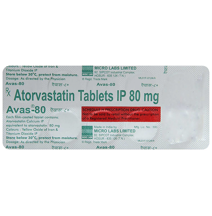 Avas 80 Tablet Atorvastatin 80mg