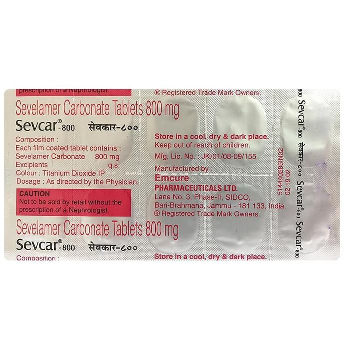 Sevcar 800 Tablet Sevelamer 800mg