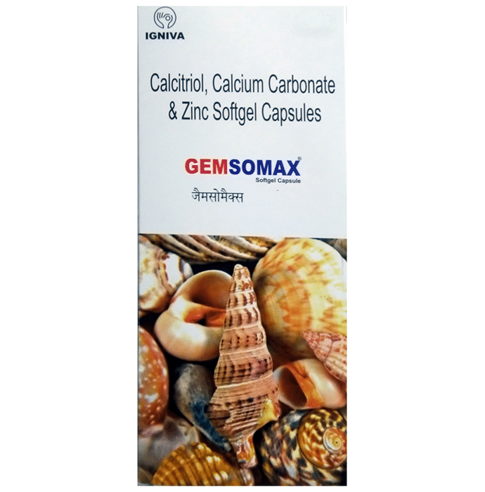 Gemsomax Softgel Capsule    Calcitriol 0.25mcg + Calcium Carbonate 500mg + Zinc Sulfate 7.5mg