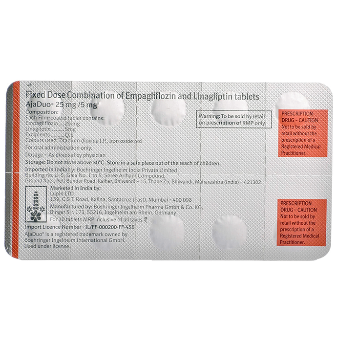 Ajaduo 25mg/5mg Tablet Empagliflozin 25mg + Linagliptin 5mg