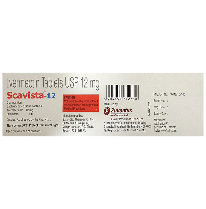 Scavista 12 Tablet Ivermectin 12mg