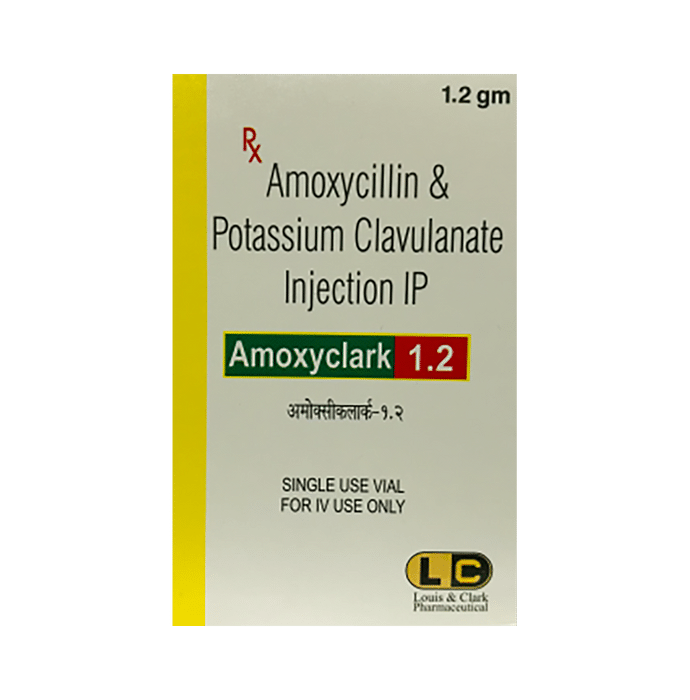 Amoxyclark 1.2 Injection    Amoxycillin 1000mg + Clavulanic Acid 200mg