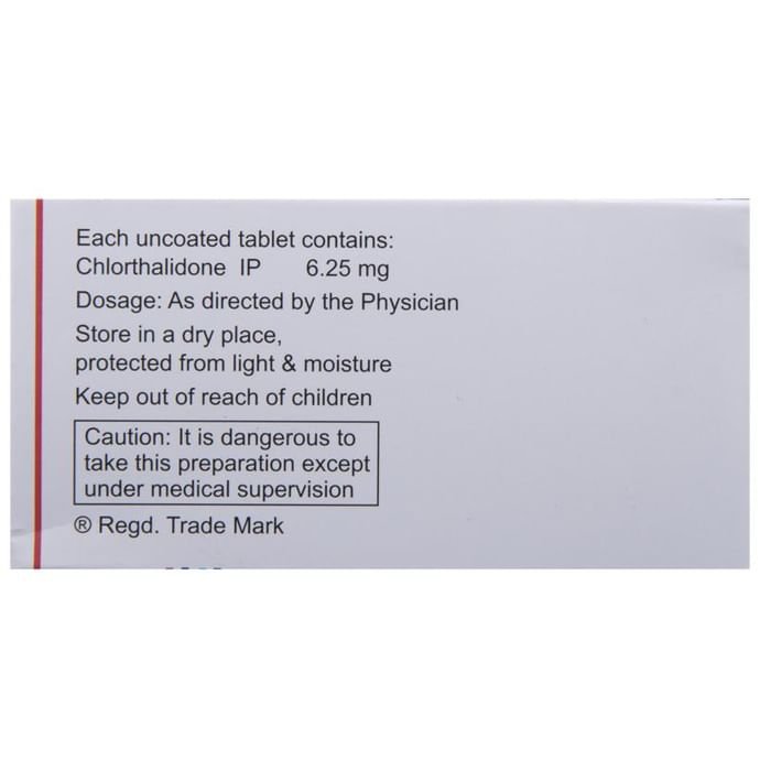 CTD 6.25 Tablet    Chlorthalidone 6.25mg