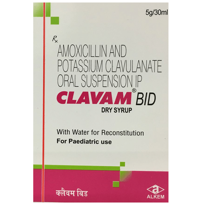 Clavam BID Dry Syrup    Amoxycillin 200mg/5ml + Clavulanic Acid 28.5mg/5ml