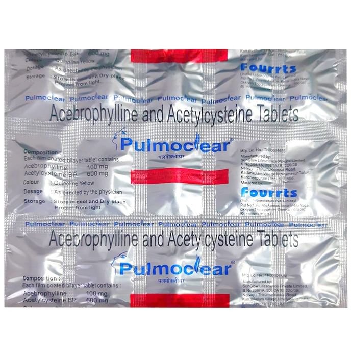 Pulmoclear Tablet    Acebrophylline 100mg + Acetylcysteine 600mg