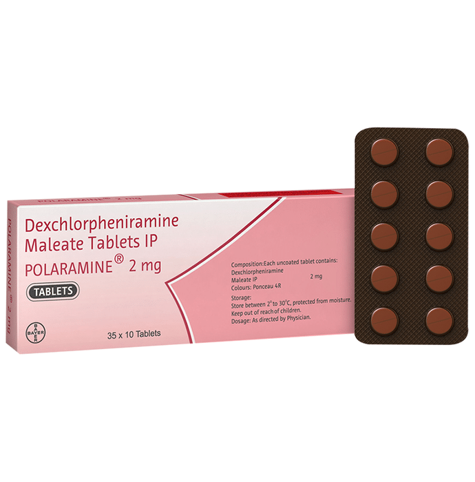 Polaramine 2mg Tablet    Dexchlorpheniramine 2mg