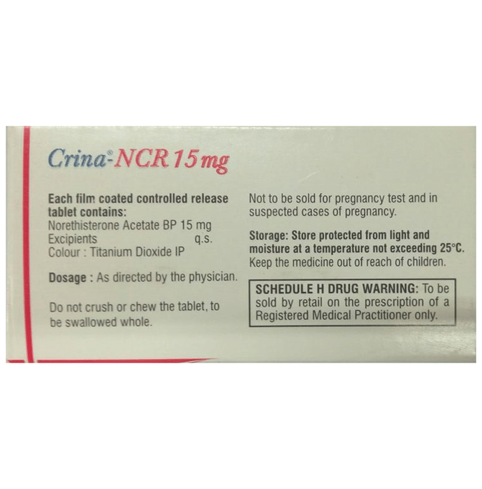 Crina-NCR 15mg Tablet    Norethisterone 15mg