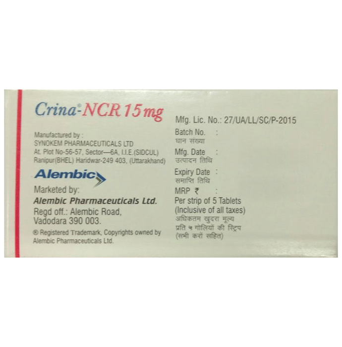 Crina-NCR 15mg Tablet    Norethisterone 15mg