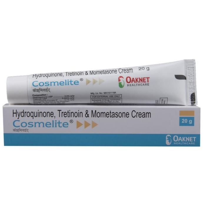 Cosmelite Cream    Hydroquinone 2% w/w + Mometasone 0.1% w/w + Tretinoin 0.025% w/w