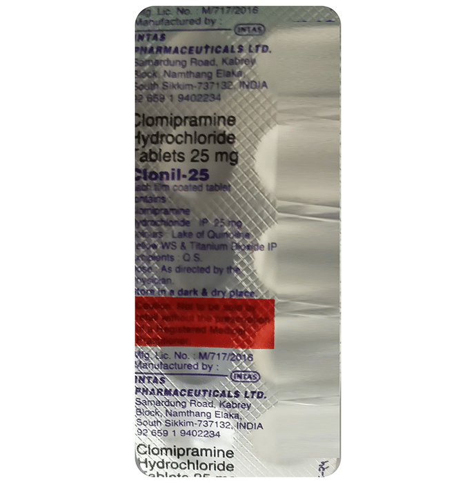 Clonil 25mg Tablet    Clomipramine 25mg
