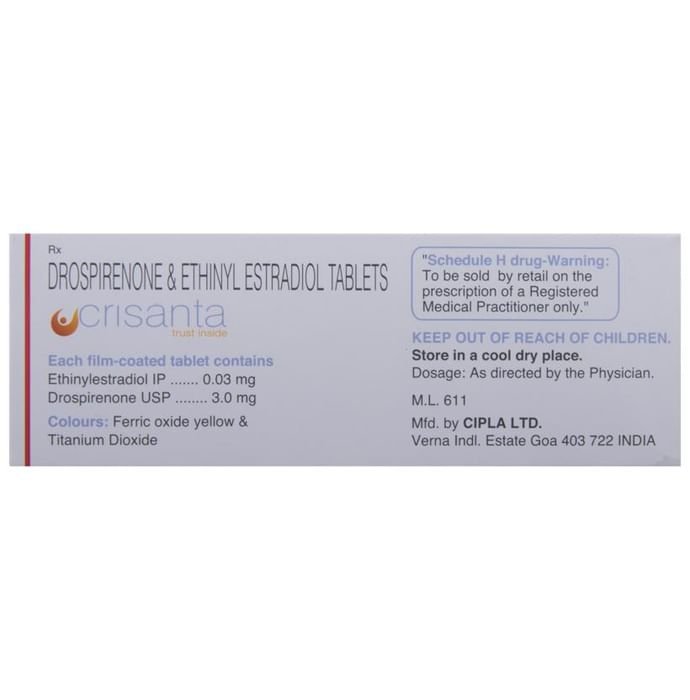 Crisanta Tablet    Ethinyl Estradiol 0.03mg + Drospirenone 3mg