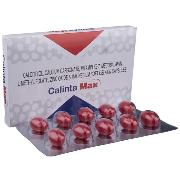 Calinta Max Soft Gelatin Capsule    Calcitriol 0.25mcg + Calcium Carbonate 1250mg + Zinc 7.5mg + Mag