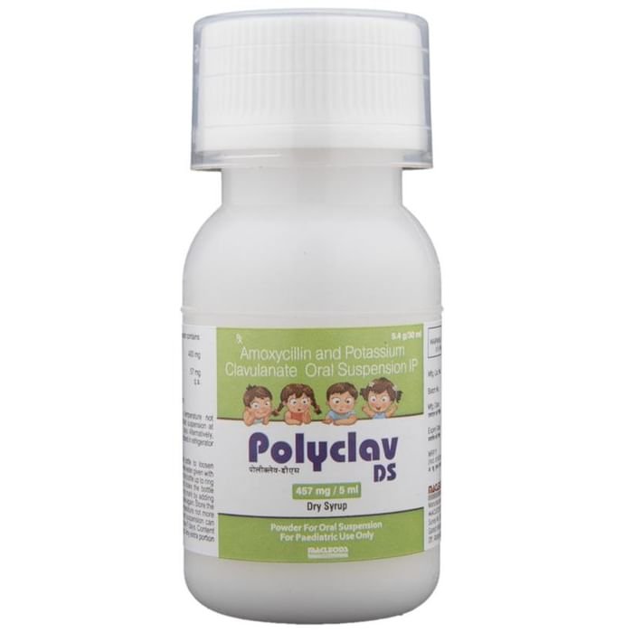 Polyclav-DS Dry Syrup    Amoxycillin 400mg/5ml + Clavulanic Acid 57mg/5ml