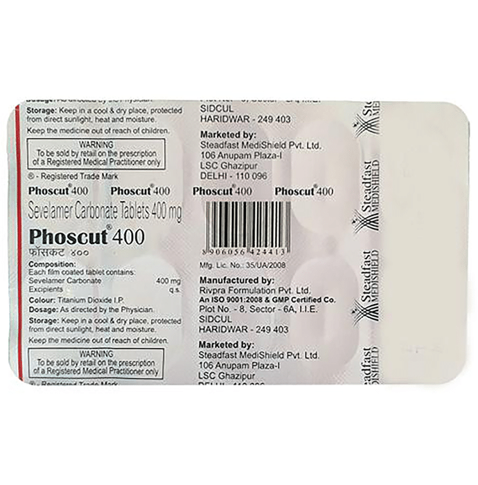 Phoscut 400 Tablet    Sevelamer 400mg