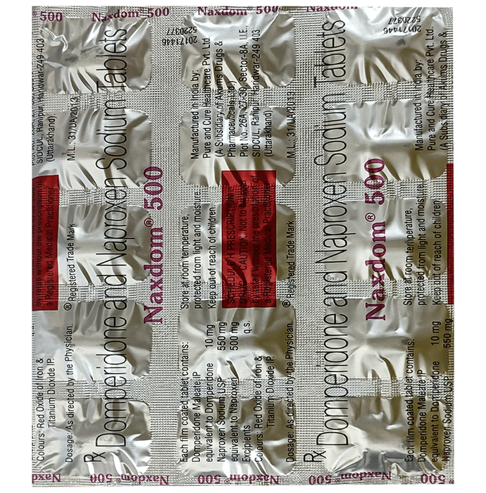 Naxdom 500 Tablet    Naproxen 500mg + Domperidone 10mg