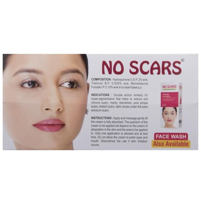 NO SCARS Cream    Hydroquinone 2% w/w + Mometasone 0.1% w/w + Tretinoin 0.025% w/w