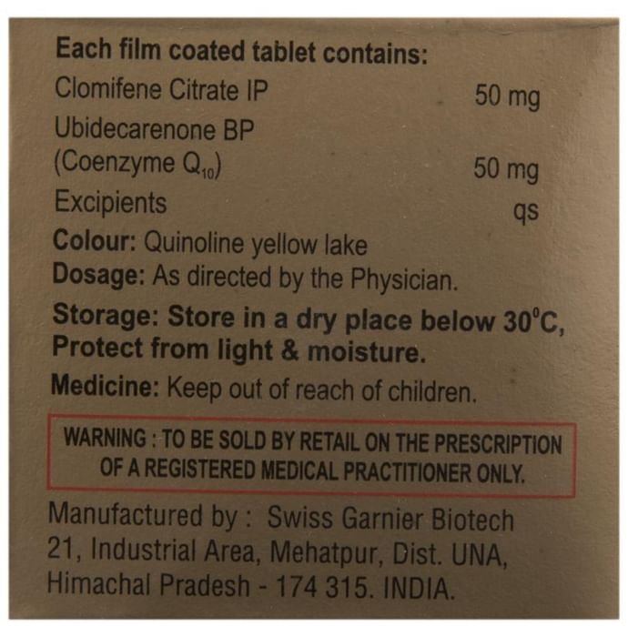 CCQ 50 Tablet    Clomiphene 50mg + Coenzyme Q10 50mg