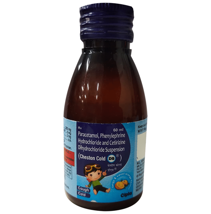 Cheston Cold DS Syrup Tangy &amp; Sweet Orange Flavour    Cetirizine NA + Paracetamol NA + Phenyleph