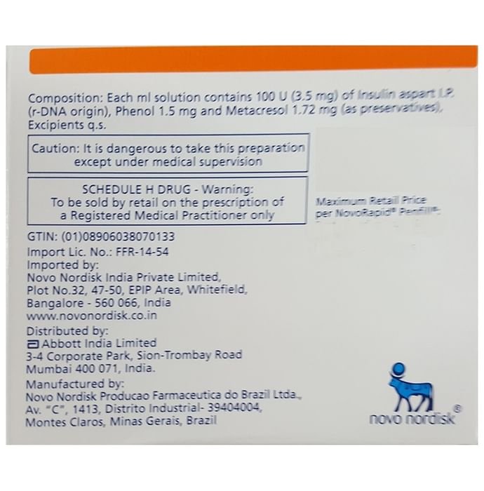 Novorapid Penfill    Insulin Aspart 100IU