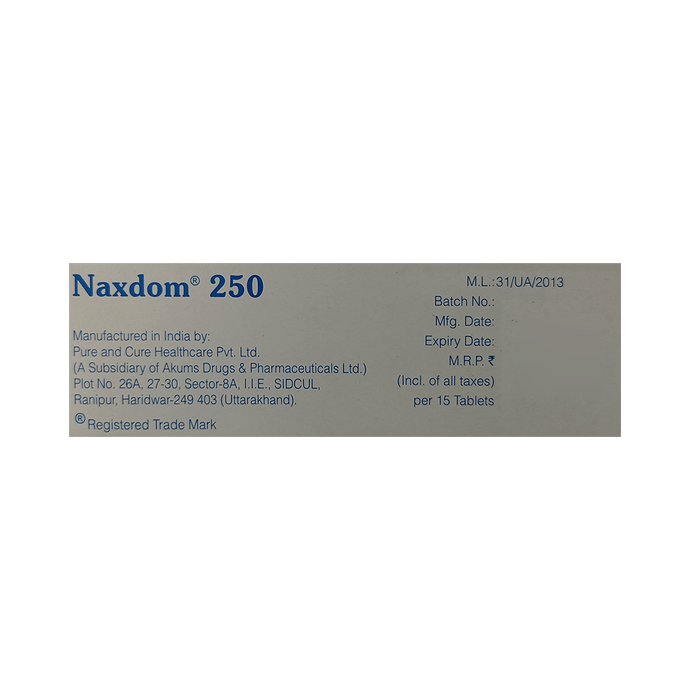 Naxdom 250 Tablet    Naproxen 250mg + Domperidone 10mg