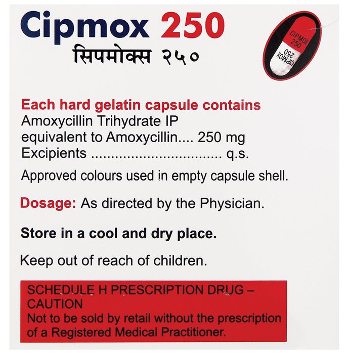 Cipmox 250 Capsule    Amoxycillin 250mg