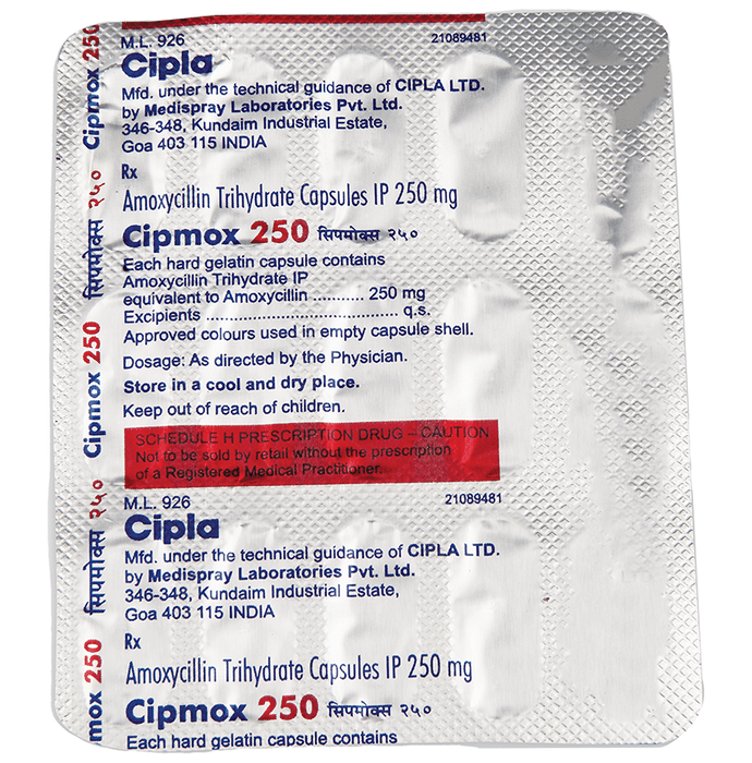 Cipmox 250 Capsule    Amoxycillin 250mg