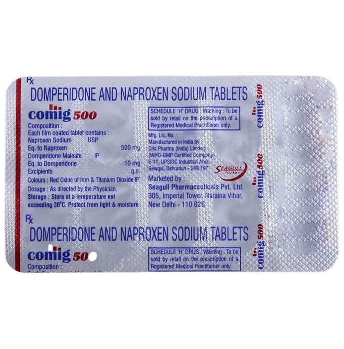 Comig 500 Tablet    Naproxen 500mg + Domperidone 10mg