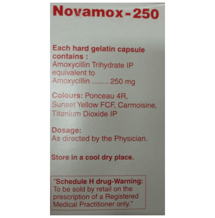 Novamox 250 Capsule    Amoxycillin 250mg