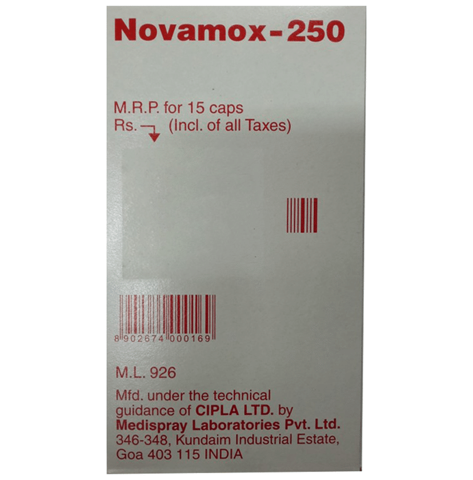 Novamox 250 Capsule    Amoxycillin 250mg