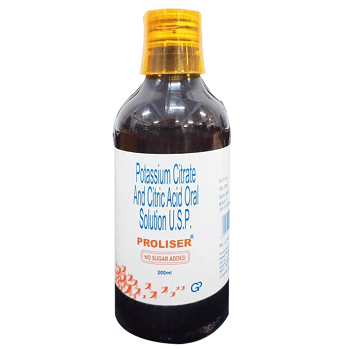 Proliser Syrup Sugar Free    Citric Acid 334mg/5ml + Potassium Citrate 1100mg/5ml