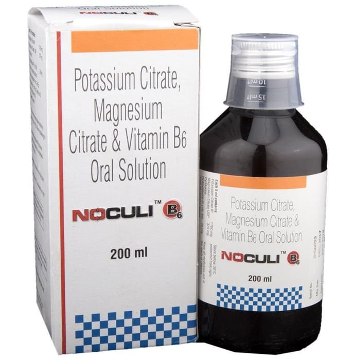 Noculi B6 Oral Solution    Potassium Citrate 1100mg/5ml + Magnesium Citrate 375mg/5ml + Vitamin B6 P