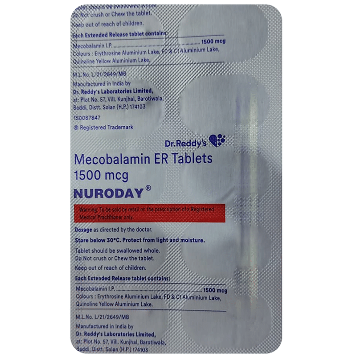 Nuroday Tablet ER    Methylcobalamin 1500mcg