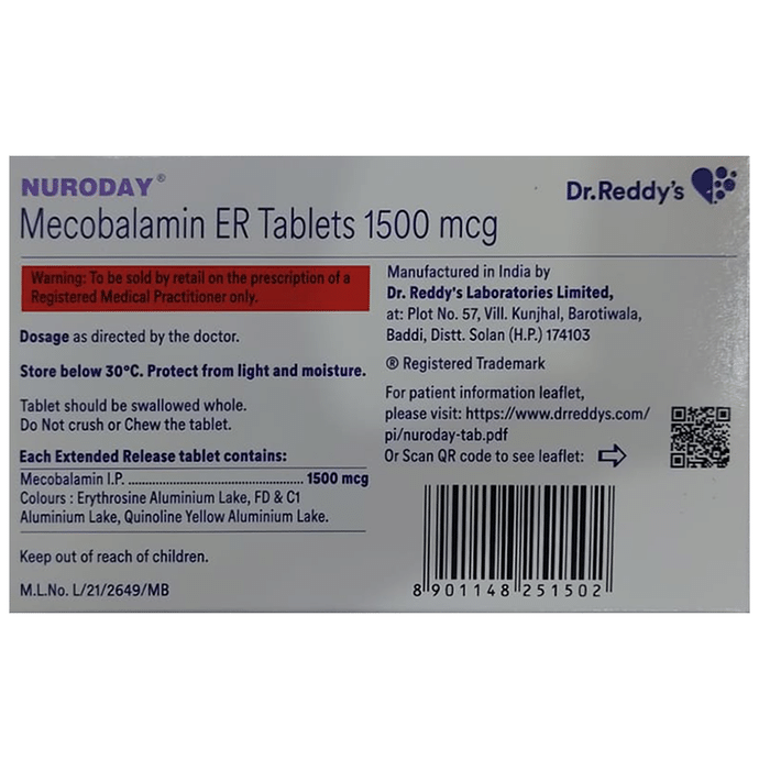 Nuroday Tablet ER    Methylcobalamin 1500mcg