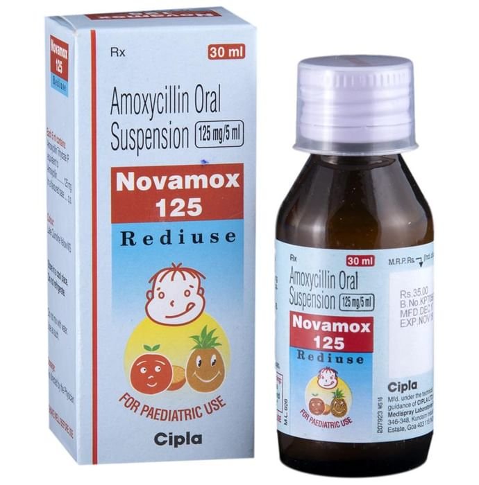 Novamox 125 Rediuse Oral Suspension    Amoxycillin 125mg