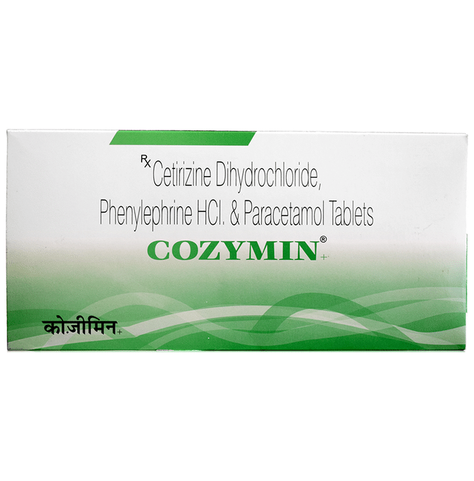 Cozymin+ Tablet    Cetirizine 5mg + Paracetamol 500mg + Phenylephrine 5mg