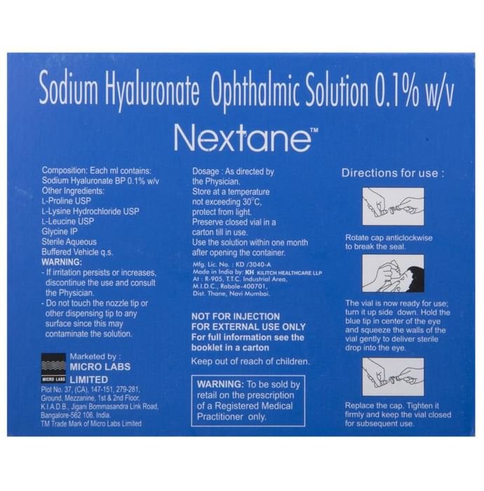 Nextane Ophthalmic Solution    Sodium Hyaluronate 0.1% w/v