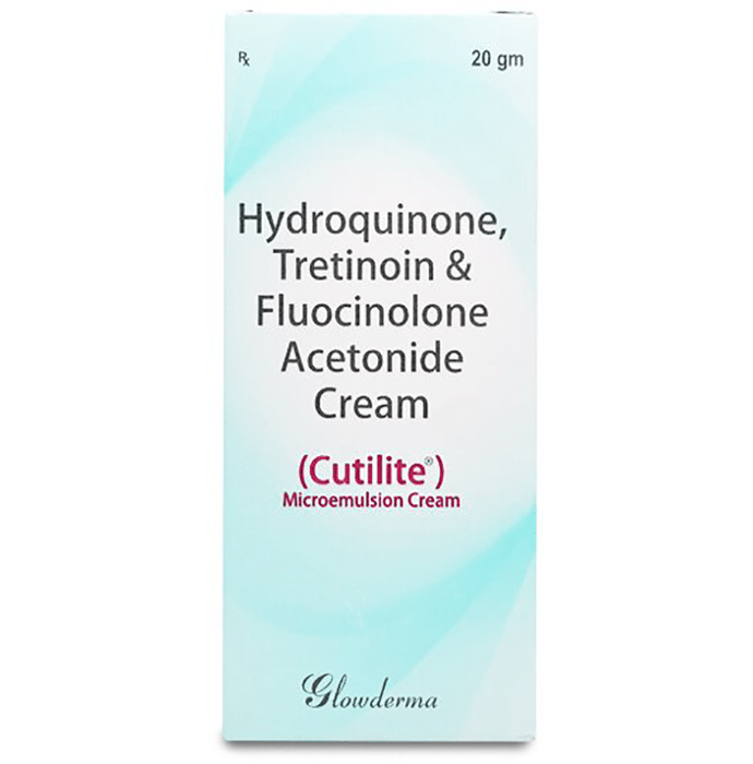 Cutilite Cream    Hydroquinone 2% w/w + Tretinoin 0.025% w/w + Fluocinolone acetonide 0.01% w/w