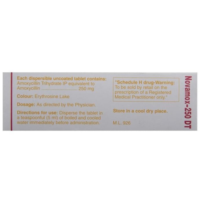 Novamox 250 DT Tablet    Amoxycillin 250mg